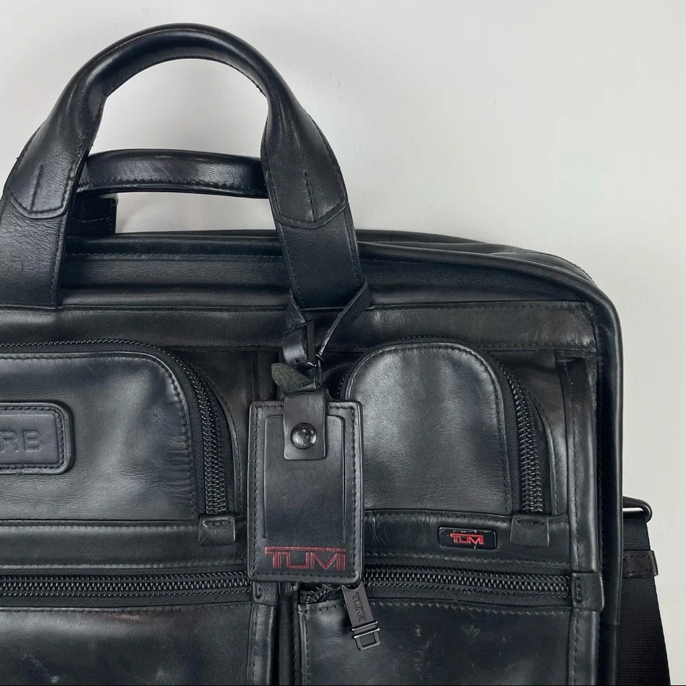 TUMI Black Leather Alpha Briefcase